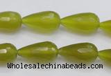 CKA229 15.5 inches 10*20mm faceted teardrop Korean jade gemstone beads