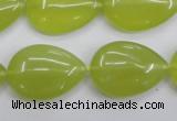 CKA258 15.5 inches 18*25mm flat teardrop Korean jade gemstone beads