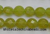 CKA266 15.5 inches 12mm faceted coin Korean jade gemstone beads