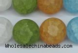 CKQ08 15.5 inches 18mm round matte dyed crackle quartz beads