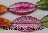 CKQ124 15.5 inches 15*30mm marquise dyed crackle quartz beads