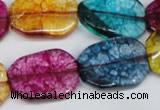 CKQ142 15.5 inches 18*25mm twisted rectangle dyed crackle quartz beads