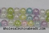 CKQ61 15.5 inches 6mm round AB-color dyed crackle quartz beads