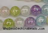 CKQ64 15.5 inches 12mm round AB-color dyed crackle quartz beads