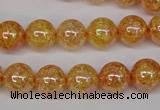 CKQ92 15.5 inches 8mm round AB-color dyed crackle quartz beads