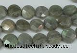 CLB190 15.5 inches 10mm faceted coin labradorite gemstone beads