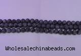 CLB372 15.5 inches 8mm round matte black labradorite beads