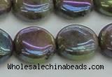 CLB637 15.5 inches 14mm flat round AB-color labradorite beads