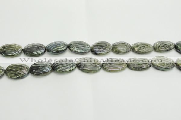 CLB668 15.5 inches 18*25mm carved oval AB-color labradorite beads