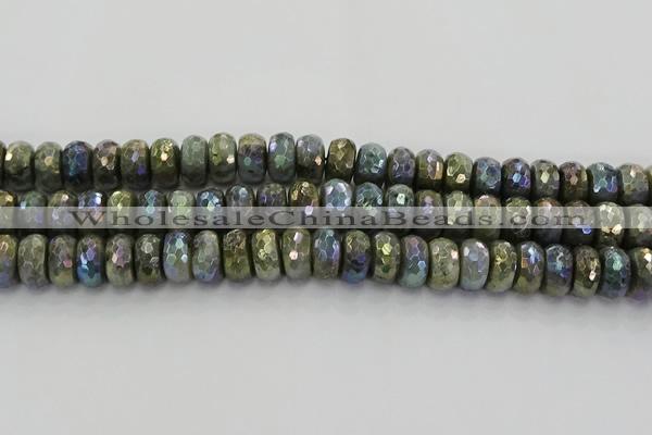 CLB760 15.5 inches 8*14mm faceted rondelle AB-color labradorite beads