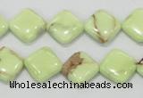 CLE37 15.5 inches 12*12mm diamond lemon turquoise beads wholesale