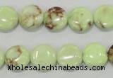 CLE49 15.5 inches 12mm flat round lemon turquoise beads wholesale