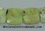 CLE61 15.5 inches 20*20mm faceted square lemon turquoise beads