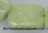 CLE66 15.5 inches 30*40mm faceted rectangle lemon turquoise beads