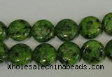 CLJ312 15.5 inches 12mm flat round dyed sesame jasper beads wholesale