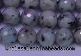 CLJ423 15.5 inches 10mm faceted round sesame jasper beads
