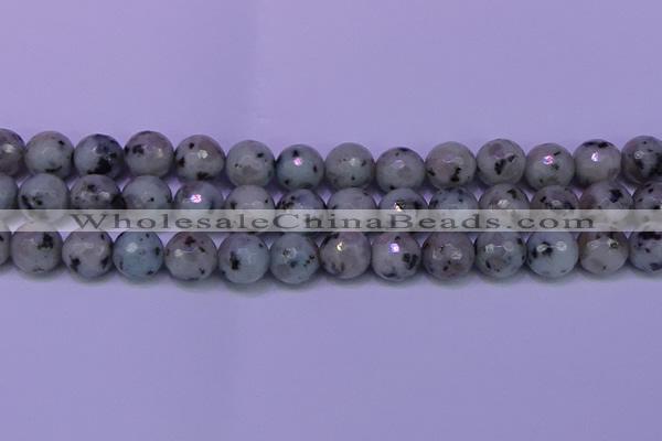 CLJ425 15.5 inches 14mm faceted round sesame jasper beads