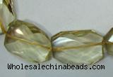 CLQ05 faceted freeform brick natural lemon quartz beads