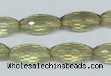 CLQ12 15.5 inches 10*20mm faceted rice natural lemon quartz beads