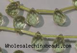 CLQ250 Top-drilled 8*12mm faceted teardrop natural lemon quartz beads