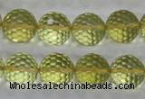 CLQ58 15.5 inches 12mm faceted round natural lemon quartz beads