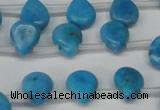 CLR448 Top drilled 8*10mm flat teardrop dyed larimar gemstone beads