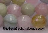 CMG213 15.5 inches 12mm faceted round morganite beads wholesale