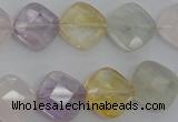CMQ255 15.5 inches 14*14mm faceted diamond multicolor quartz beads