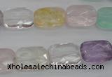 CMQ259 15.5 inches 12*16mm faceted rectangle multicolor quartz beads