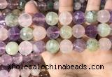 CMQ540 15.5 inches 14mm faceted round colorfull quartz beads