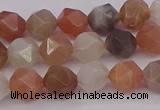 CMS1137 15.5 inches 8mm faceted nuggets rainbow moonstone beads