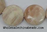 CMS116 15.5 inches 25mm faceted coin moonstone gemstone beads