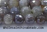 CMS1312 15.5 inches 8mm faceted round AB-color grey moonstone beads