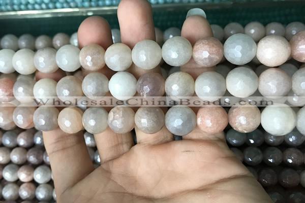 CMS1459 15.5 inches 12mm faceted round AB-color moonstone beads