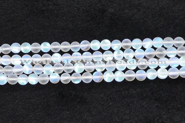CMS1507 15.5 inches 8mm round matte synthetic moonstone beads