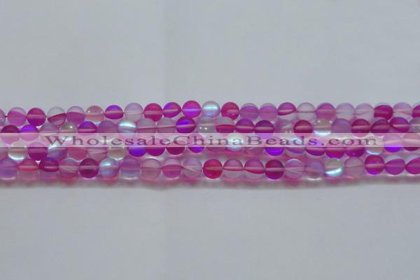 CMS1546 15.5 inches 6mm round matte synthetic moonstone beads