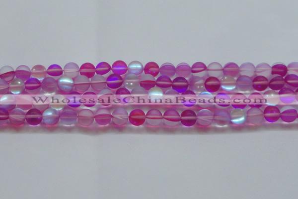 CMS1548 15.5 inches 10mm round matte synthetic moonstone beads