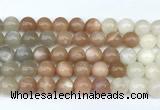 CMS2167 15 inches 10mm round rainbow moonstone beads