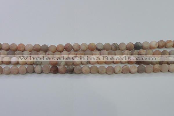 CMS602 15.5 inches 8mm round matte natural moonstone beads