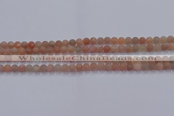 CMS610 15.5 inches 4mm round matte moonstone beads wholesale