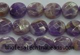 CNA1044 15.5 inches 10mm faceted coin dogtooth amethyst beads