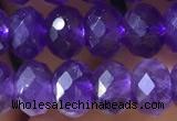 CNA1134 15.5 inches 6*8mm faceted rondelle amethyst gemstone beads