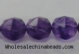 CNA72 15.5 inches 14mm faceted round natural amethyst beads