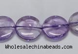 CNA823 15.5 inches 16mm flat round natural light amethyst beads