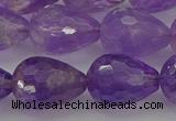 CNA922 15.5 inches 15*20mm faceted teardrop natural amethyst beads