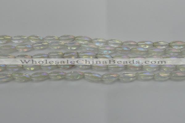 CNC210 15.5 inches 6*12mm rice AB-color white crystal beads