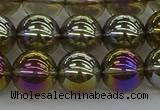 CNC264 15.5 inches 10mm round plated natural white crystal beads