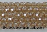CNC516 15.5 inches 4mm faceted round dyed natural white crystal beads