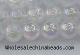 CNC562 15.5 inches 8mm round plated crackle white crystal beads