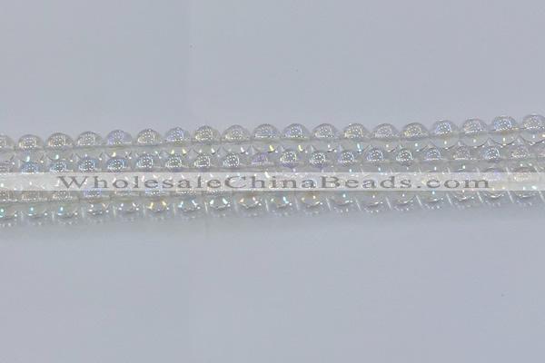 CNC571 15.5 inches 8mm round plated natural white crystal beads